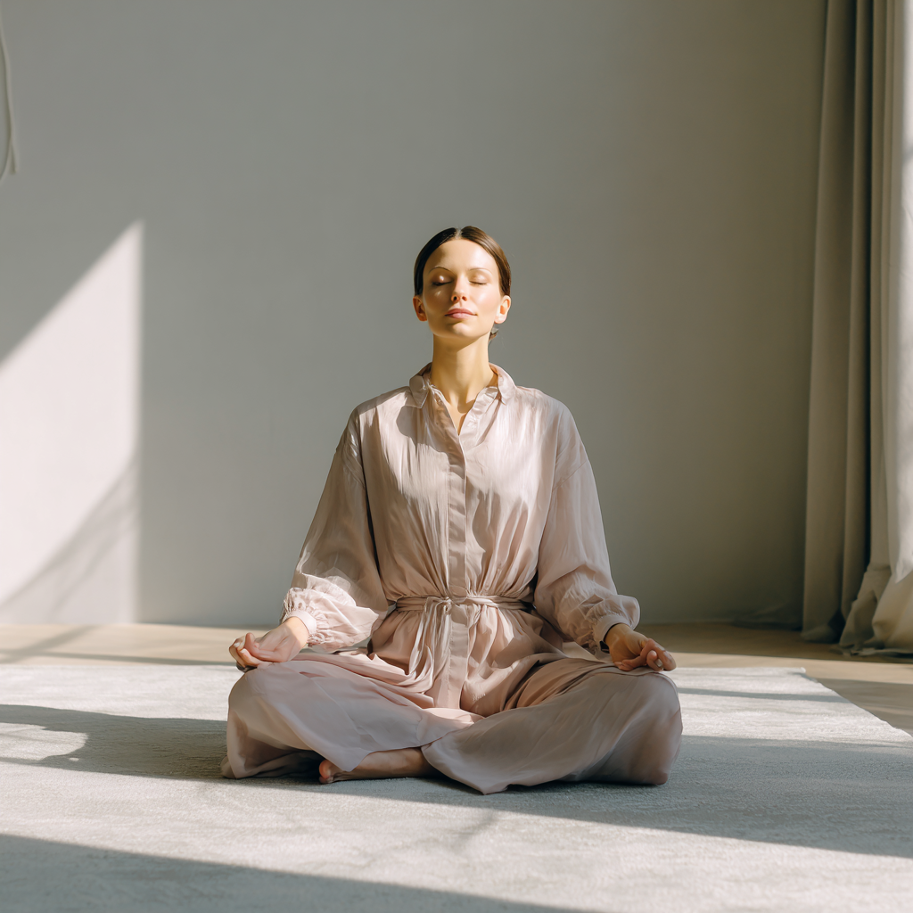 Жінка практикує йогу на природі